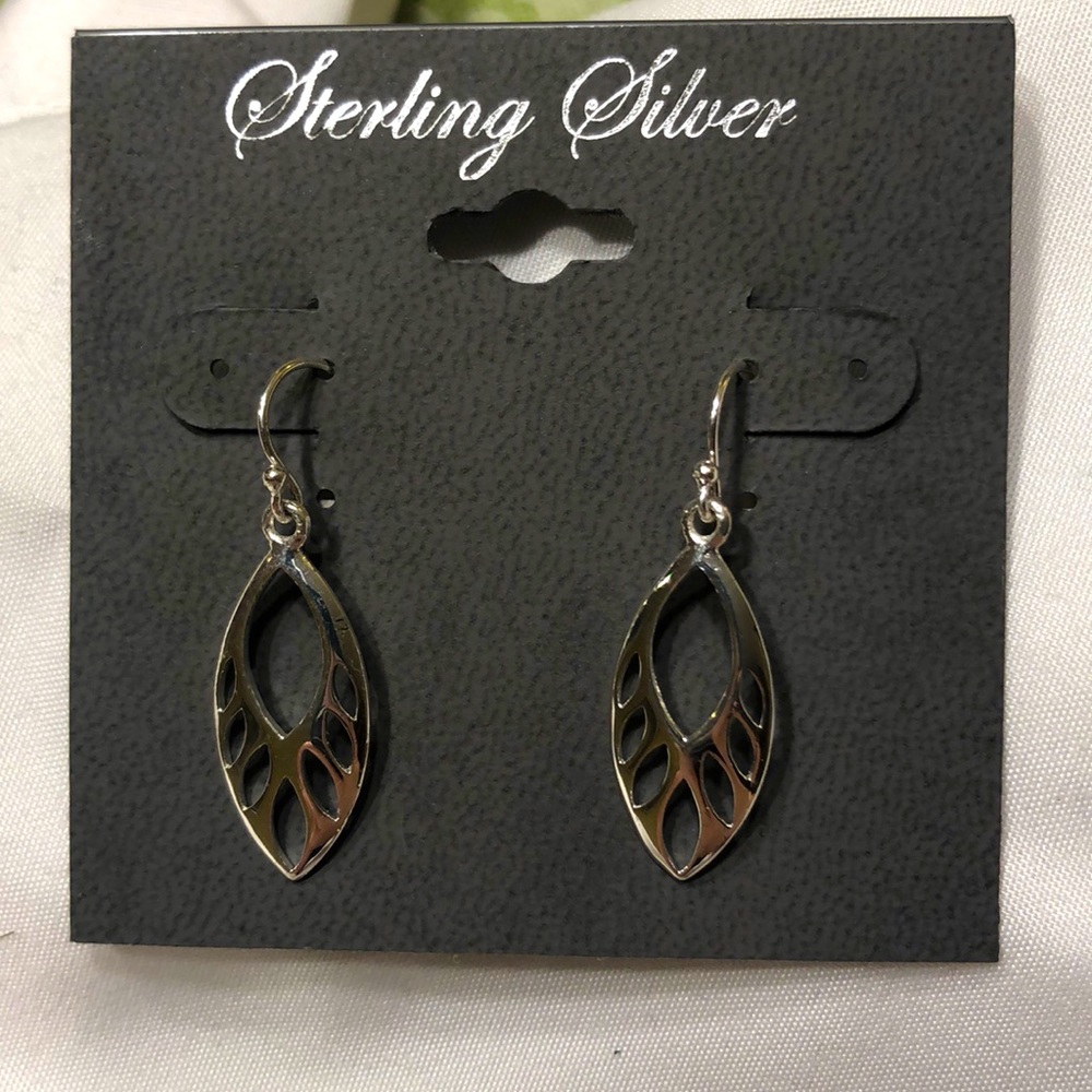 Sterling Silver drop leaf earrings
